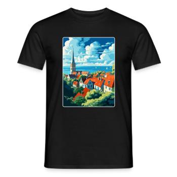 Visby Schweden Vintage Reiseposter WPA Souvenir - Männer T-Shirt - Schwarz - Vorne - AI Model Male 178 light (178cm)