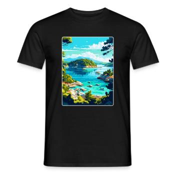 Mljet Nationalpark Kroatien Vintage Reiseplakat - Männer T-Shirt - Schwarz - Vorne - AI Model Male 178 light (178cm)