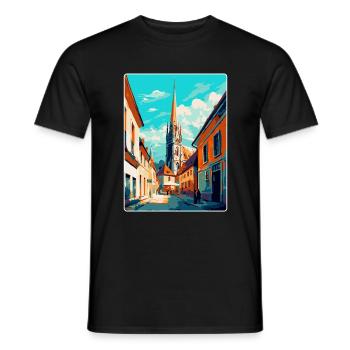 Osijek Kroatien Vintage Reiseplakat Souvenir WPA - Männer T-Shirt - Schwarz - Vorne - AI Model Male 178 light (178cm)