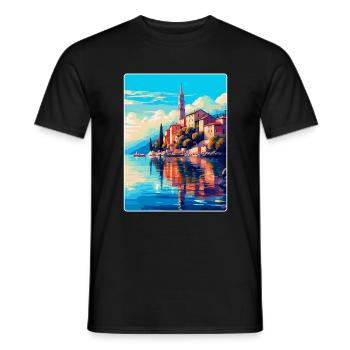 Lovran Kroatien Vintage Reiseplakat Souvenir WPA - Männer T-Shirt - Schwarz - Vorne - AI Model Male 178 light (178cm)