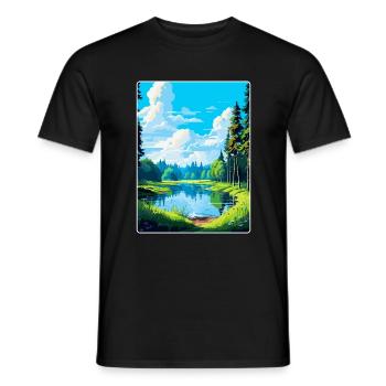 Bialowieza Pologne Affiche de voyage vintage souvenir - T-shirt homme - noir - Devant - AI Model Male 178 light (178cm)