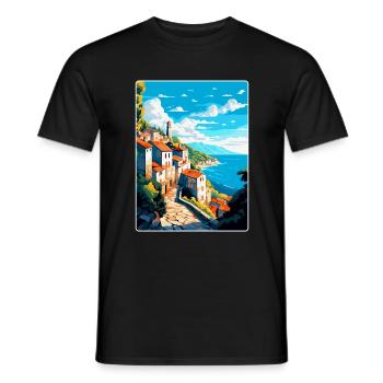 Ston Kroatien Vintage Reiseposter WPA Souvenir - Männer T-Shirt - Schwarz - Vorne - AI Model Male 178 light (178cm)