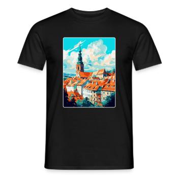 Mikulov République tchèque Affiche de voyage vintage WPA - T-shirt homme - noir - Devant - AI Model Male 178 light (178cm)