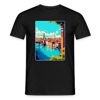 Vérone, Italie, Affiche de voyage vintage, WPA, Souvenir - T-shirt homme - noir - Devant - AI Model Male 178 light (178cm)