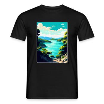 Mljet Kroatien Vintage Reiseposter WPA Souvenir - Männer T-Shirt - Schwarz - Vorne - AI Model Male 178 light (178cm)