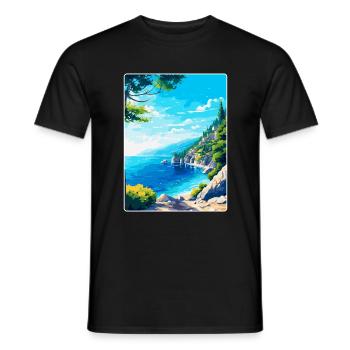Brela Kroatien Vintage Reiseposter WPA Souvenir - Männer T-Shirt - Schwarz - Vorne - AI Model Male 178 light (178cm)
