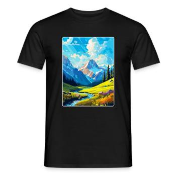 Berge Polen Vintage Reise Poster WPA - Männer T-Shirt - Schwarz - Vorne - AI Model Male 178 light (178cm)