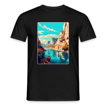 Omis Kroatien Vintage Reiseplakat WPA Souvenir - Männer T-Shirt - Schwarz - Vorne - AI Model Male 178 light (178cm)