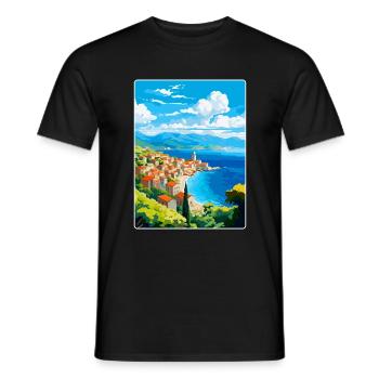 Budva Montenegro Vintage Poster Souvenir de Voyage - T-shirt homme - noir - Devant - AI Model Male 178 light (178cm)