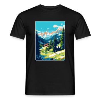 Gstaad Suisse Affiche de voyage vintage souvenir - T-shirt homme - noir - Devant - AI Model Male 178 light (178cm)