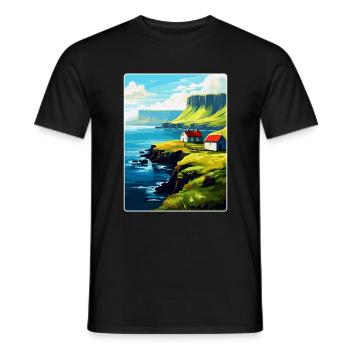 Affiche de voyage vintage des îles Féroé Danemark WPA Art - T-shirt homme - noir - Devant - AI Model Male 178 light (178cm)