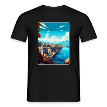 Genf Schweiz Vintage Reiseplakat Souvenir - Männer T-Shirt - Schwarz - Vorne - AI Model Male 178 light (178cm)