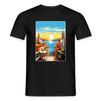 Malaga Spanien Vintage Reiseplakat WPA Souvenir - Männer T-Shirt - Schwarz - Vorne - AI Model Male 178 light (178cm)