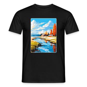 Oulu Finlande Affiche de voyage vintage WPA Souvenir - T-shirt homme - noir - Devant - AI Model Male 178 light (178cm)