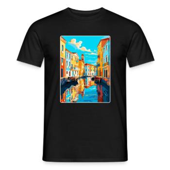 Aveiro Portugal Affiche de voyage vintage Souvenir WPA - T-shirt homme - noir - Devant - AI Model Male 178 light (178cm)