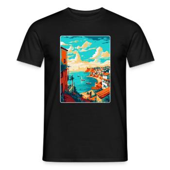 Lagos Portugal Vintage Reiseplakat Souvenir WPA - Männer T-Shirt - Schwarz - Vorne - AI Model Male 178 light (178cm)