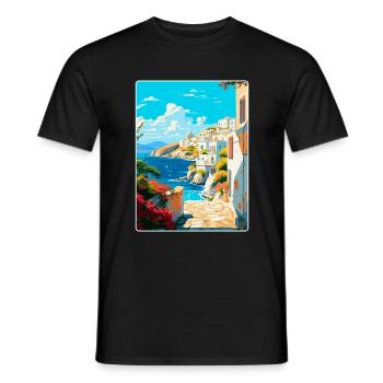 Milos Griechenland Vintage Reiseposter WPA Souvenir - Männer T-Shirt - Schwarz - Vorne - AI Model Male 178 light (178cm)