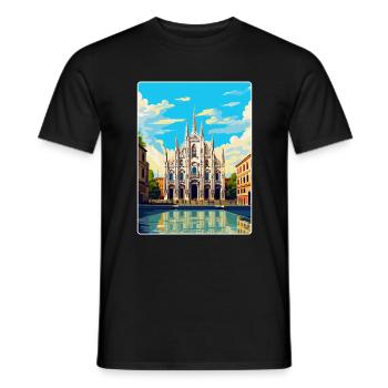 Milan Italy Vintage Travel Poster WPA Art Souvenir - Men's T-Shirt - black - Front - AI Model Male 178 light (178cm)