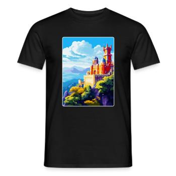Sintra Portugal Affiche de voyage vintage Souvenir WPA - T-shirt homme - noir - Devant - AI Model Male 178 light (178cm)