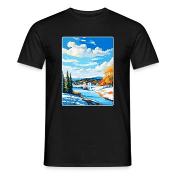 Lahti Finland Vintage Travel Poster WPA Souvenir - Men's T-Shirt - black - Front - AI Model Male 178 light (178cm)