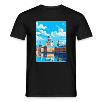 Helsinki Finlande Affiche de voyage vintage souvenir - T-shirt homme - noir - Devant - AI Model Male 178 light (178cm)