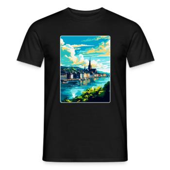 Koblenz Germany Vintage Travel Poster Souvenir WPA - Men's T-Shirt - black - Front - AI Model Male 178 light (178cm)