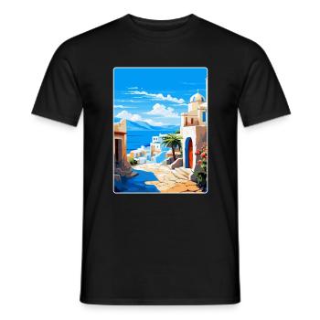 Kos Griechenland Vintage Reise Poster Souvenir Souvenir - Männer T-Shirt - Schwarz - Vorne - AI Model Male 178 light (178cm)