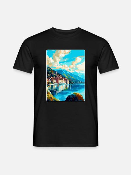 Lugano Schweiz Vintage Reiseplakat Souvenir - Männer T-Shirt - Schwarz