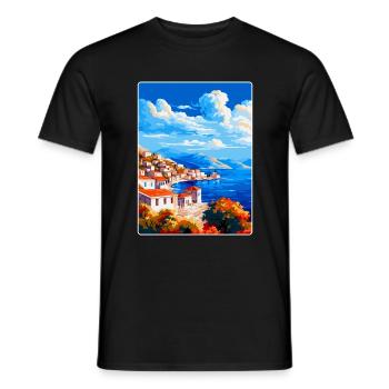 Hydra Greece Vintage Travel Poster WPA Souvenir - Men's T-Shirt - black - Front - AI Model Male 178 light (178cm)