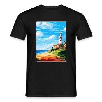 Faro Portugal Affiche de voyage vintage WPA Souvenir - T-shirt homme - noir - Devant - AI Model Male 178 light (178cm)