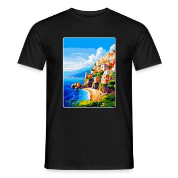 Amalfi Italie Affiche de voyage vintage WPA Souvenir - T-shirt homme - noir - Devant - AI Model Male 178 light (178cm)