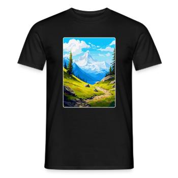 Gran Paradiso Italy Vintage Travel Poster Souvenir - Men's T-Shirt - black - Front - AI Model Male 178 light (178cm)