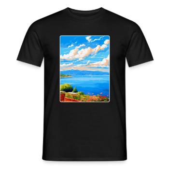 Lake Bracciano Italy Vintage Travel Poster WPA Art - Men's T-Shirt - black - Front - AI Model Male 178 light (178cm)