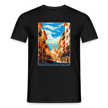 Pamplona Spanien Vintage Reiseplakat Souvenir WPA - Männer T-Shirt - Schwarz - Vorne - AI Model Male 178 light (178cm)