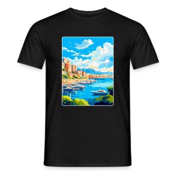 Monaco French Riviera France Vintage Travel Poster - Men's T-Shirt - black - Front - AI Model Male 178 light (178cm)