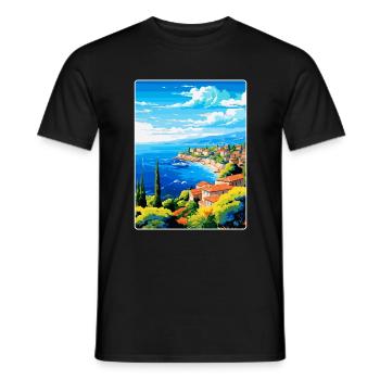 Côte d Azur Frankreich Vintage Reiseplakat Souvenir - Männer T-Shirt - Schwarz - Vorne - AI Model Male 178 light (178cm)