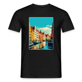 Danzig Polen Vintage Reiseposter WPA Souvenir - Männer T-Shirt - Schwarz - Vorne - AI Model Male 178 light (178cm)