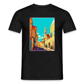 Sibiu Roumanie Affiche de voyage vintage WPA Souvenir - T-shirt homme - noir - Devant - AI Model Male 178 light (178cm)