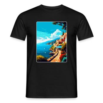 Sorrente Italie Affiche de voyage vintage Souvenir WPA - T-shirt homme - noir - Devant - AI Model Male 178 light (178cm)