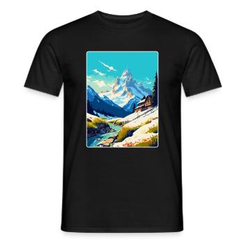 Chamonix France Vintage Travel Poster Souvenir WPA - Men's T-Shirt - black - Front - AI Model Male 178 light (178cm)