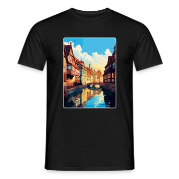 Colmar Frankreich Vintage Reiseplakat WPA Souvenir - Männer T-Shirt - Schwarz - Vorne - AI Model Male 178 light (178cm)