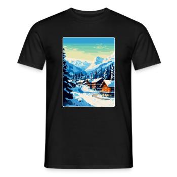 Gstaad Suisse Affiche de voyage vintage souvenir - T-shirt homme - noir - Devant - AI Model Male 178 light (178cm)