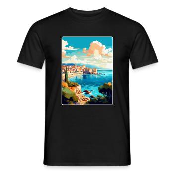 Antibes France Affiche de voyage vintage Souvenir WPA - T-shirt homme - noir - Devant - AI Model Male 178 light (178cm)