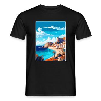 Costa Blanca Spain Vintage Travel Poster Souvenir - Men's T-Shirt - black - Front - AI Model Male 178 light (178cm)