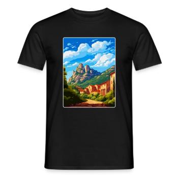 Montserrat Spain Vintage Travel Poster Souvenir - Men's T-Shirt - black - Front - AI Model Male 178 light (178cm)