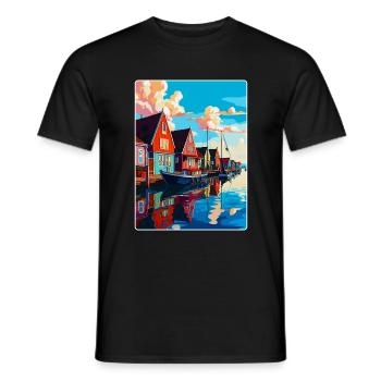 Volendam Netherlands Vintage Travel Poster WPA Art - Men's T-Shirt - black - Front - AI Model Male 178 light (178cm)