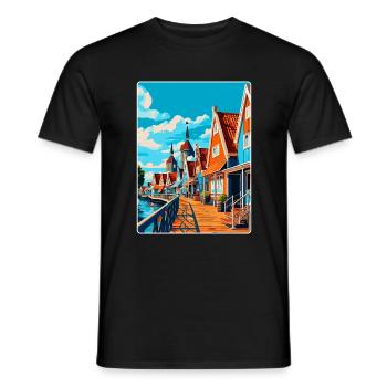 Volendam Netherlands Vintage Travel Poster WPA Art - Men's T-Shirt - black - Front - AI Model Male 178 light (178cm)