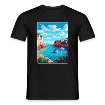Menorca Spain Vintage Travel Poster WPA Souvenir - Men's T-Shirt - black - Front - AI Model Male 178 light (178cm)