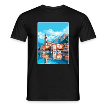 Kotor Montenegro Vintage Poster Souvenir de Voyage - T-shirt homme - noir - Devant - AI Model Male 178 light (178cm)