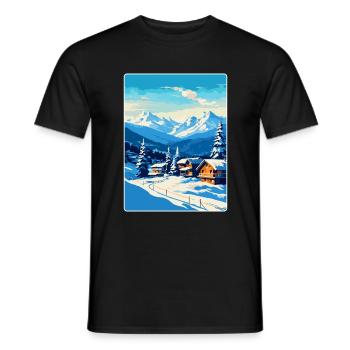Kitzbuhel Austria Vintage Travel Poster Souvenir - Men's T-Shirt - black - Front - AI Model Male 178 light (178cm)